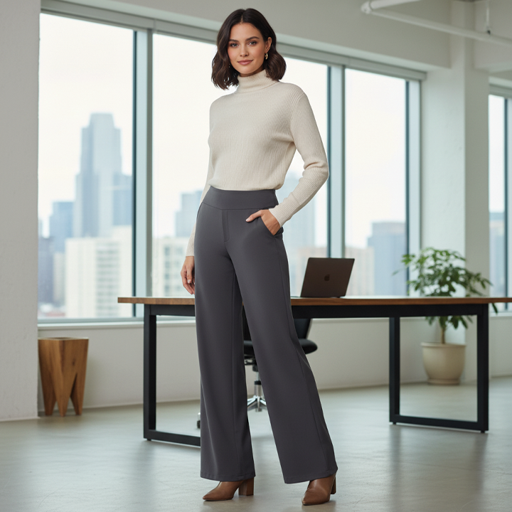 High-Rise Full-Length Wide-Leg Pants for Women