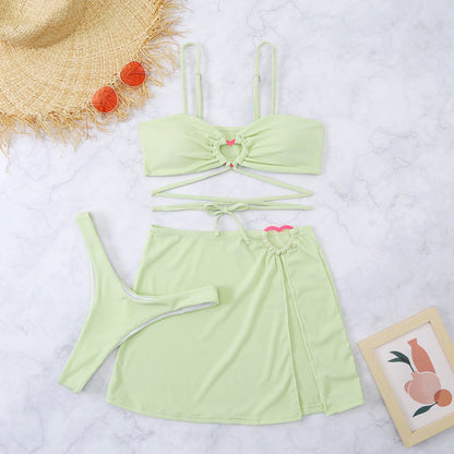 Heart Detail Bikini Set with Three Piece for Women