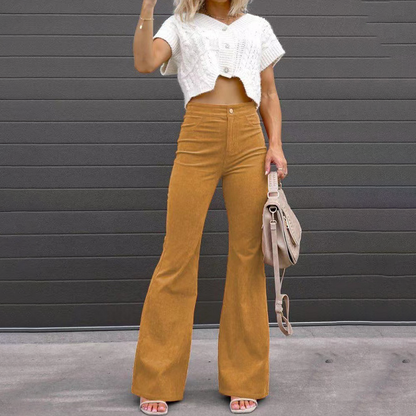 High-Waist Flared Full-Length Trousers for Women