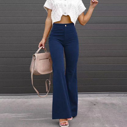 High-Waist Flared Full-Length Trousers for Women