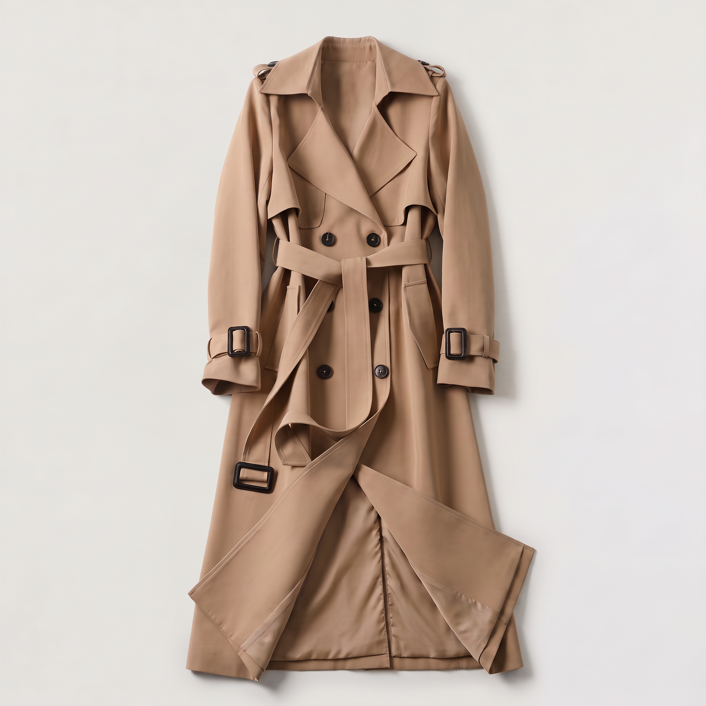 Women's Single-Breasted Belted Trench Coat