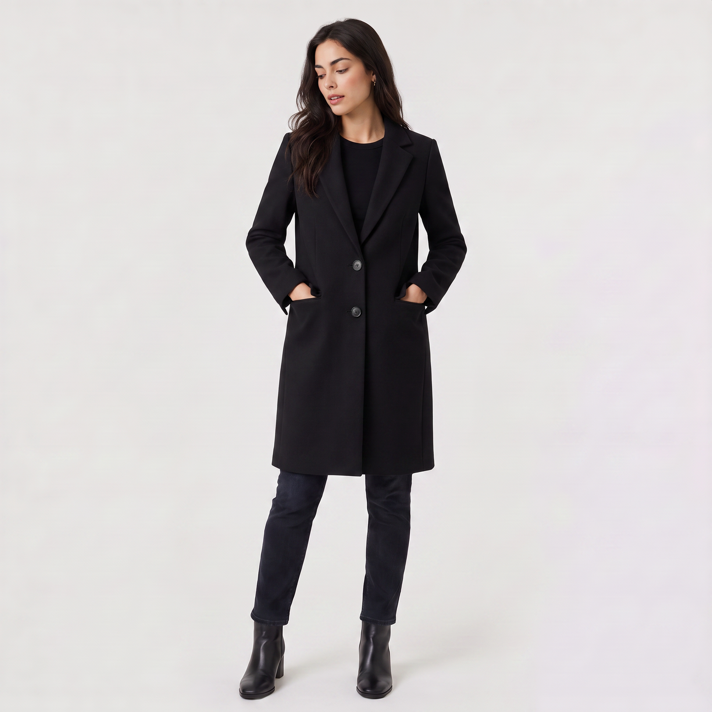 Women's Double-Breasted Coat Classic Tailored Outerwear