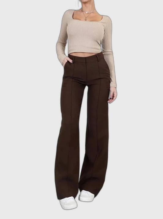 High-Rise Full-Length Wide Leg Trousers for Women