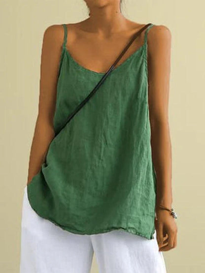 Linen Spaghetti Strap Top for Women