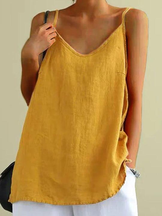 Linen Spaghetti Strap Top for Women
