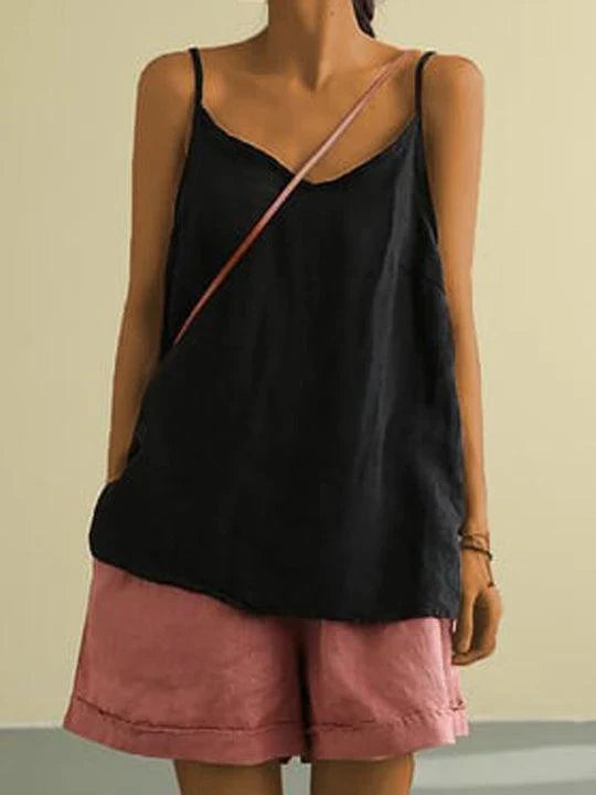 Linen Spaghetti Strap Top for Women