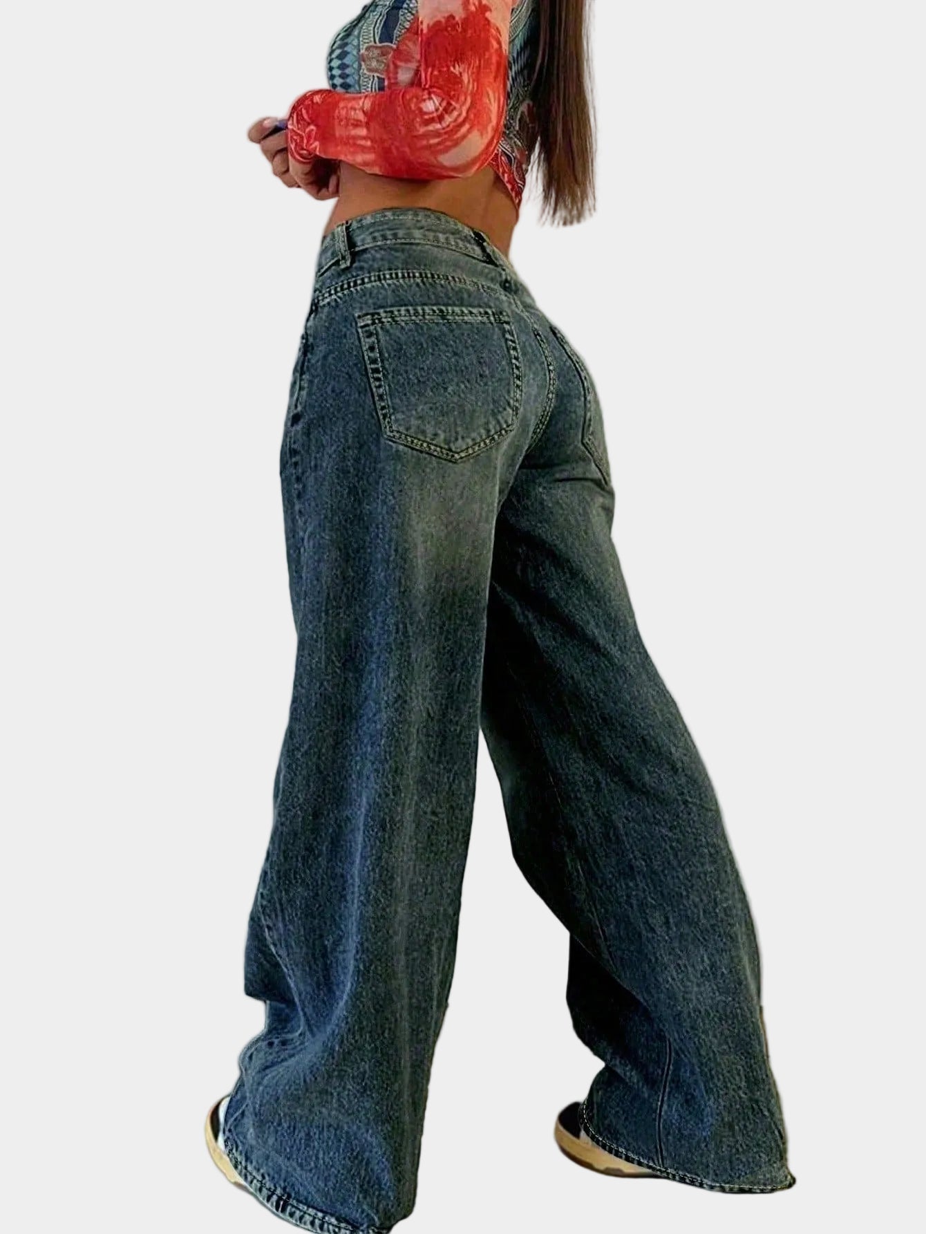 Denim Full-Length Straight Leg Jeans for Women