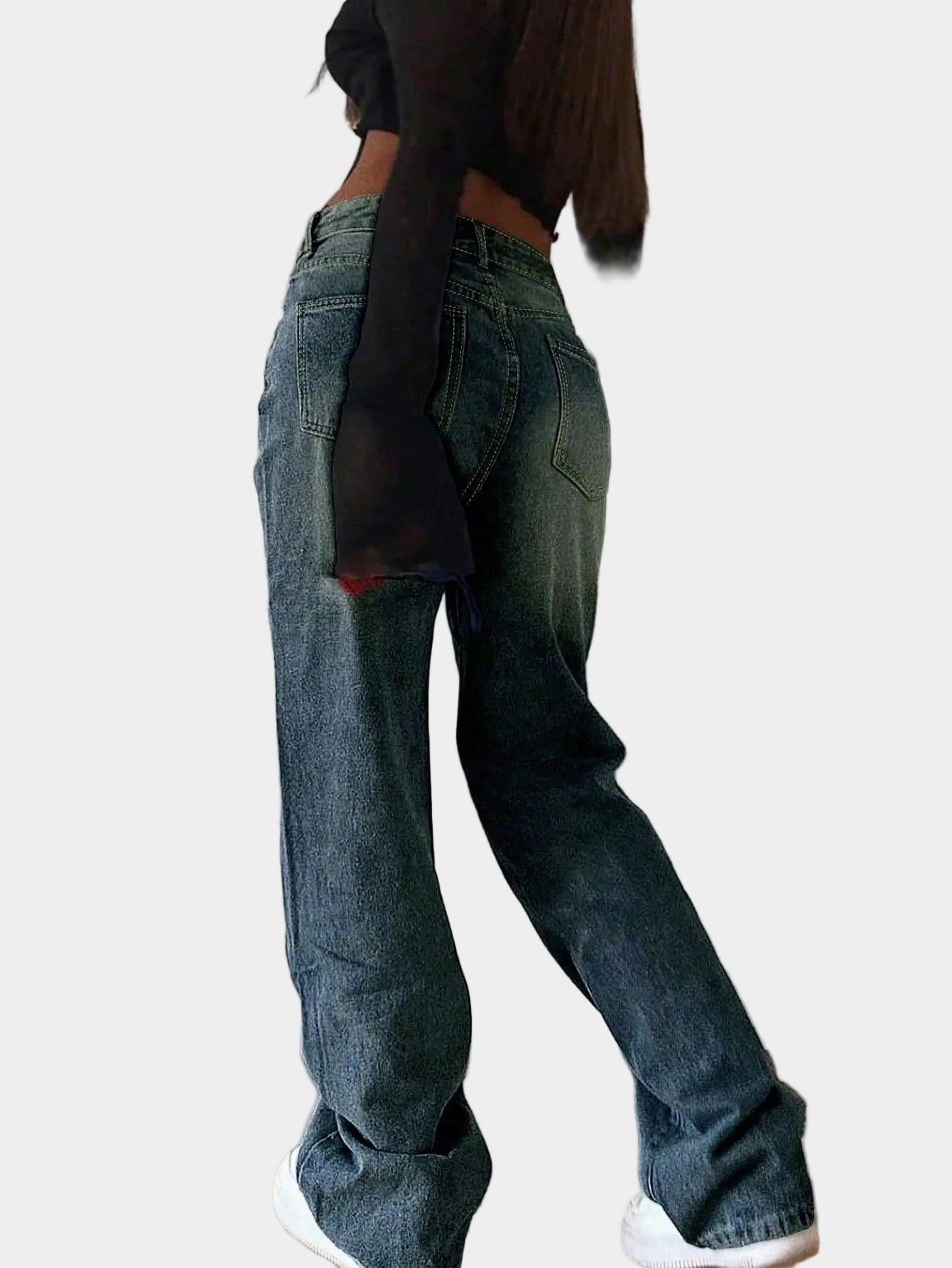 Denim Full-Length Straight Leg Jeans for Women