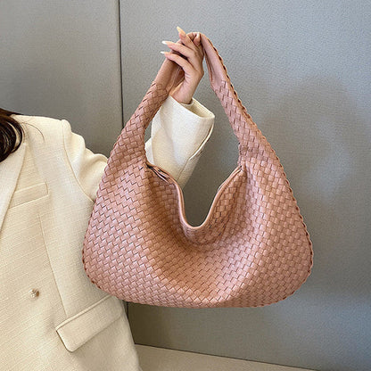 Woven Shoulder Bag in Faux Leather for women