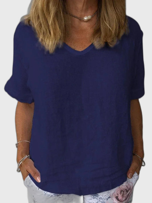 Linen Short Sleeve Top for Women