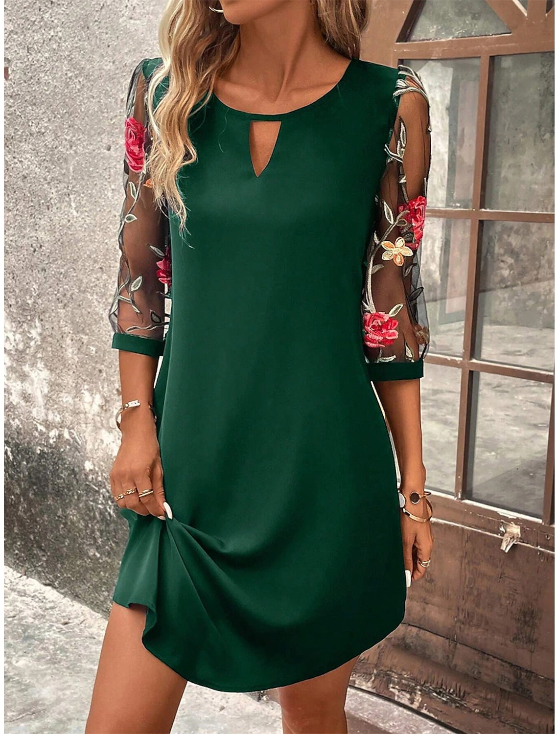 Fitted Full-Length Evening Maxi Dress with Long Sleeve for Women