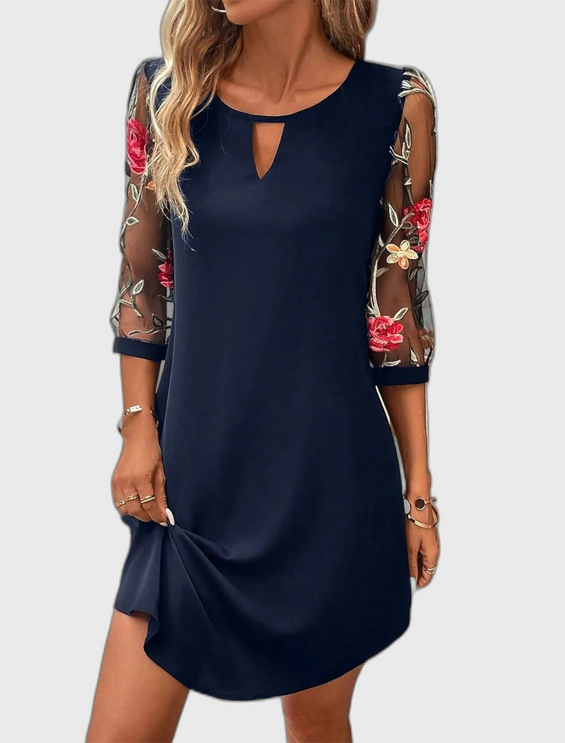 Fitted Full-Length Evening Maxi Dress with Long Sleeve for Women