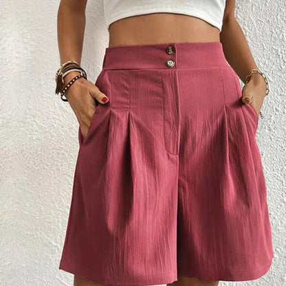 Pleated High-Waist Shorts for Women