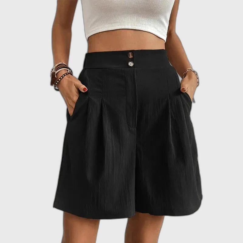 Pleated High-Waist Shorts for Women