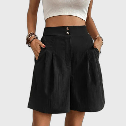 Pleated High-Waist Shorts for Women