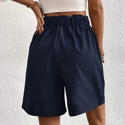 Pleated High-Waist Shorts for Women