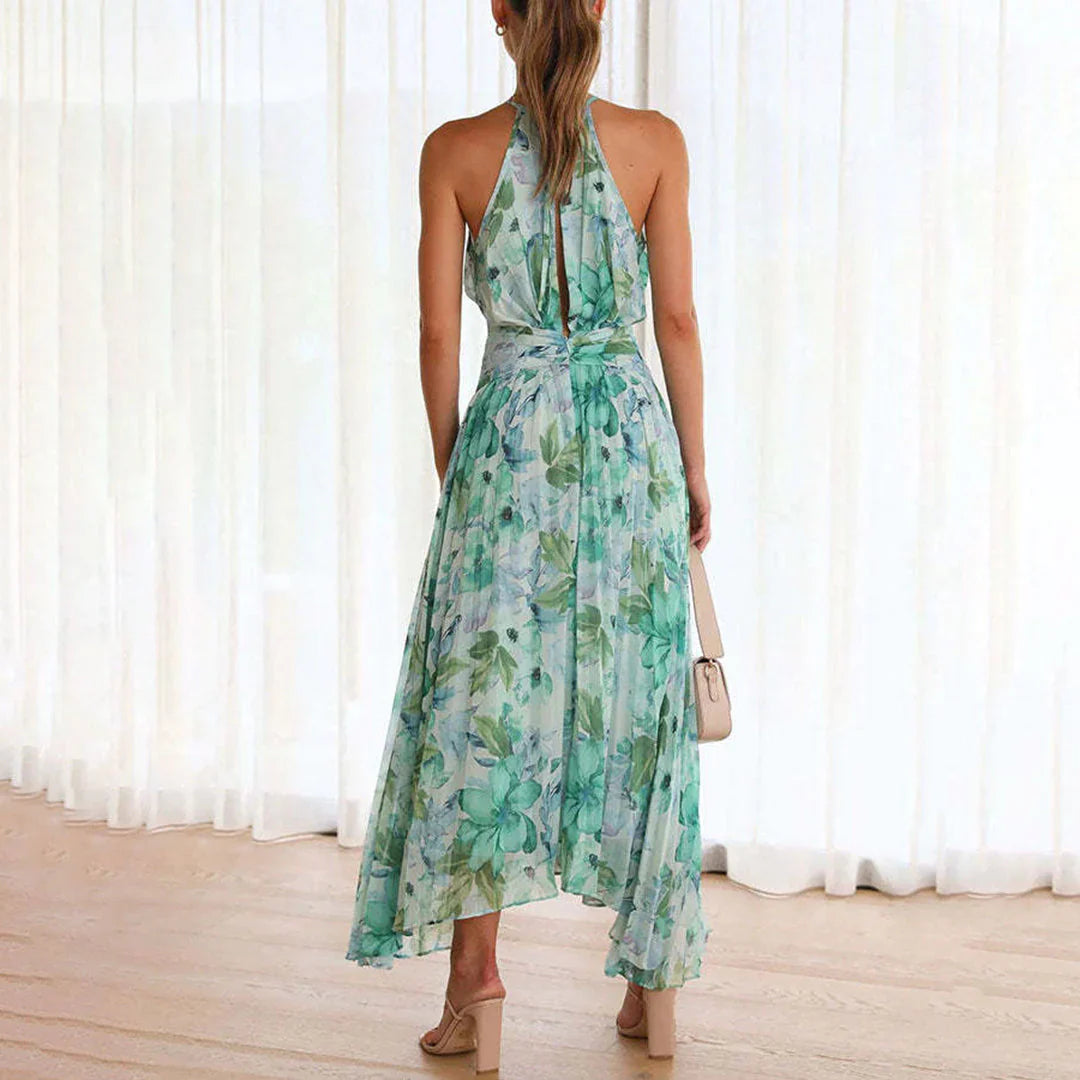 Flowing Full-Length Boho Maxi Dress with Sleeveless for Women