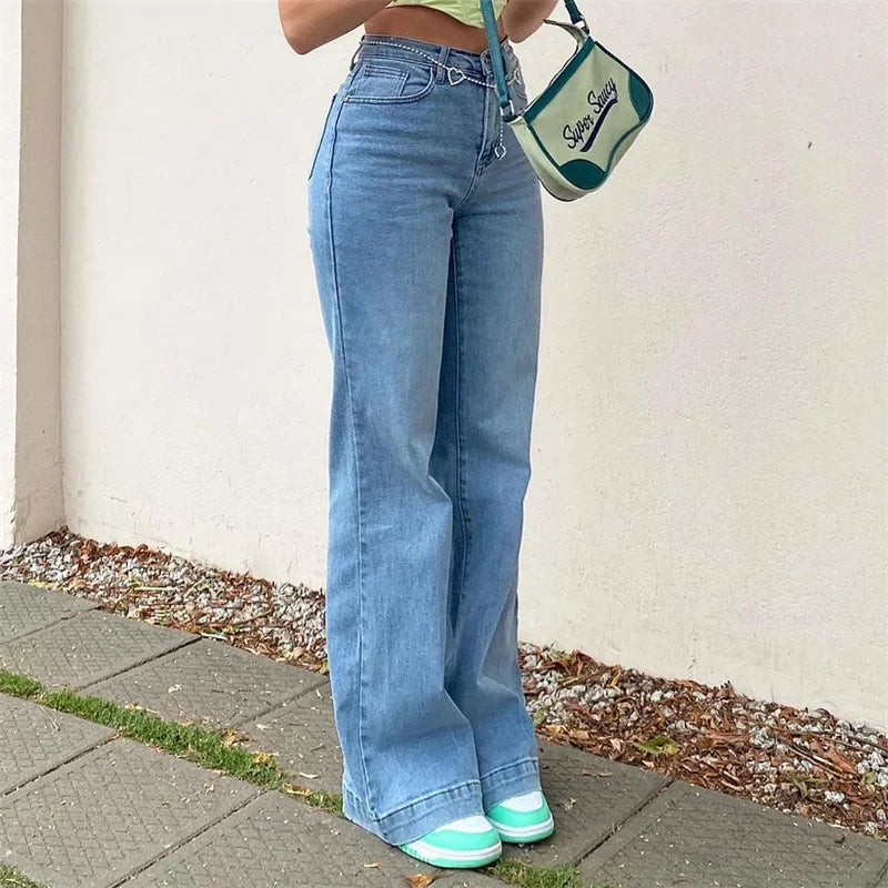 Denim Straight Leg High-Waist Jeans for Women