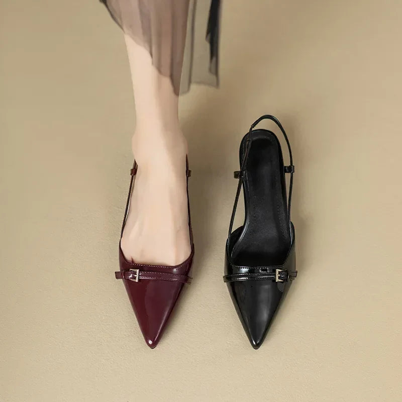 Pointed Toe Kitten Heel Sandals with Ankle Strap for Women