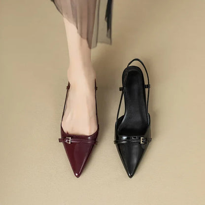Pointed Toe Kitten Heel Sandals with Ankle Strap for Women