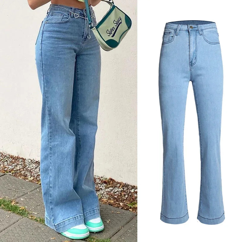 Denim Straight Leg High-Waist Jeans for Women