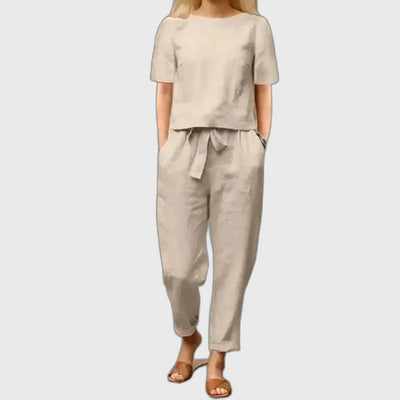 Linen Relaxed Fit Full-Length Two Piece Set for Women