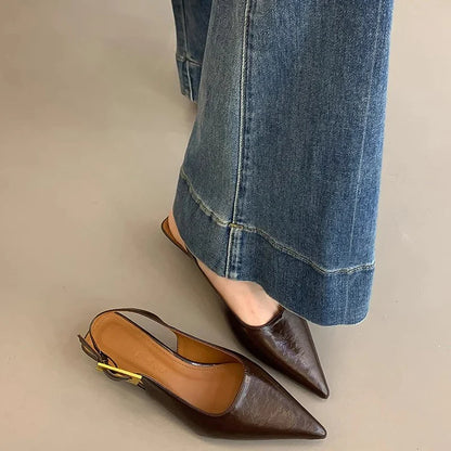 Kitten Heel Mules Pointed Toe Slip-On Shoes for Women