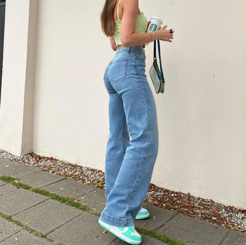 Denim Straight Leg High-Waist Jeans for Women