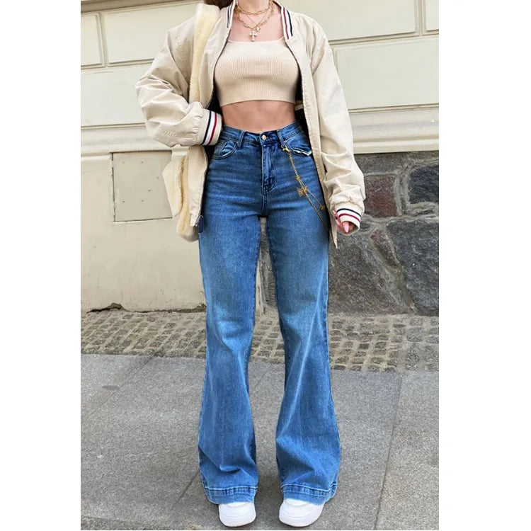 Denim Straight Leg High-Waist Jeans for Women