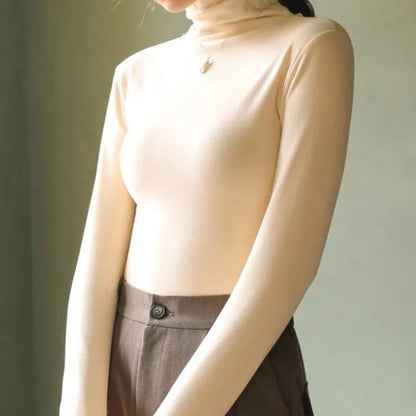 Slim Fit Turtleneck Long Sleeve Top for Women