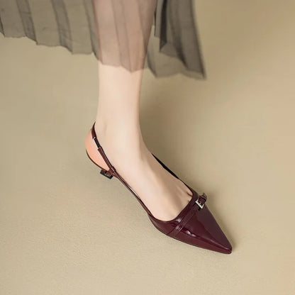 Pointed Toe Kitten Heel Sandals with Ankle Strap for Women