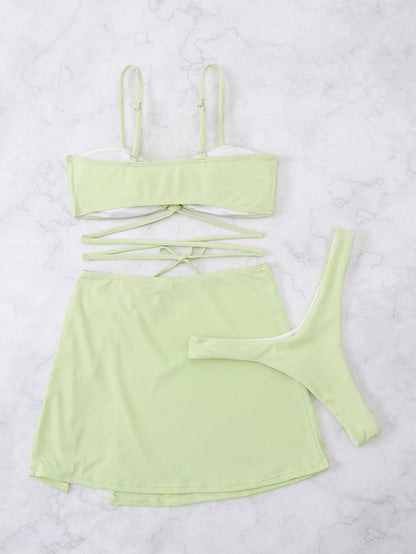 Heart Detail Bikini Set with Three Piece for Women