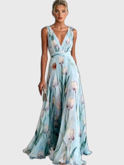 Chiffon Flowing Relaxed Fit Full-Length Maxi Dress for Women