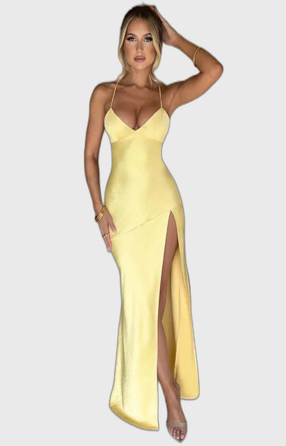 High Slit Full-Length Elegant Maxi Dress with Flowing for Women