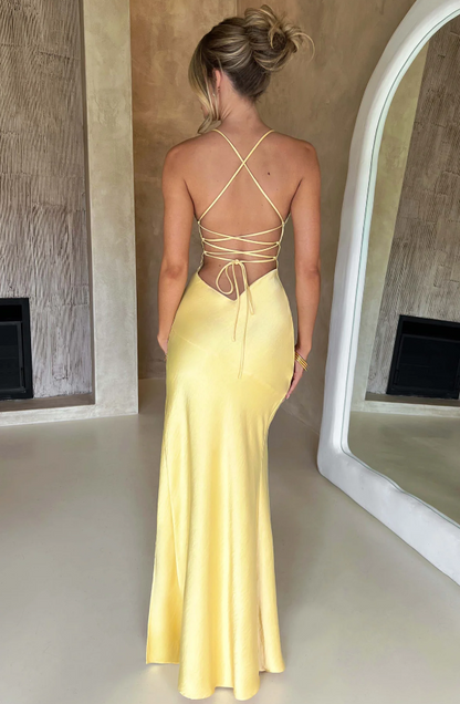High Slit Full-Length Elegant Maxi Dress with Flowing for Women