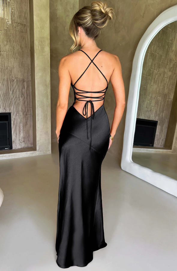 High Slit Full-Length Elegant Maxi Dress with Flowing for Women