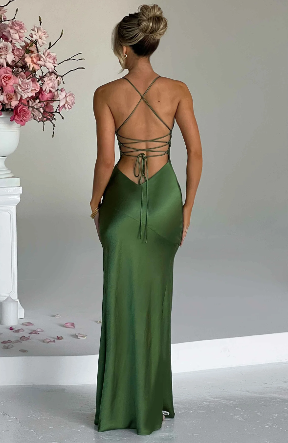 High Slit Full-Length Elegant Maxi Dress with Flowing for Women