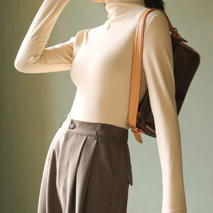 Slim Fit Turtleneck Long Sleeve Top for Women