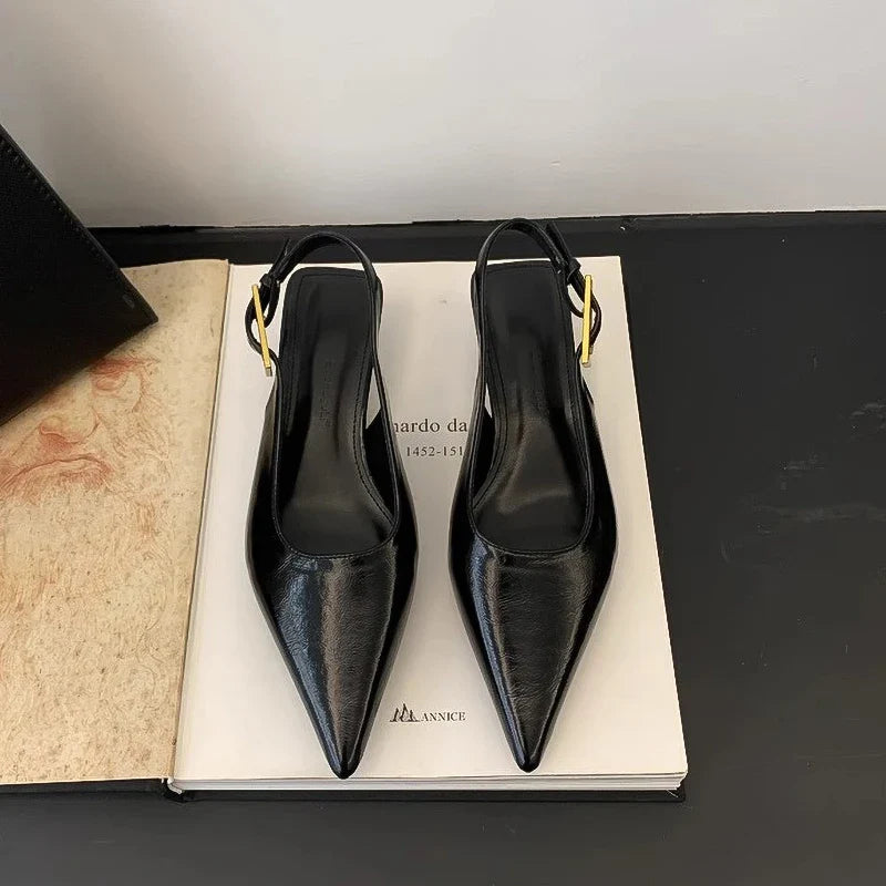 Kitten Heel Mules Pointed Toe Slip-On Shoes for Women