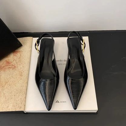 Kitten Heel Mules Pointed Toe Slip-On Shoes for Women