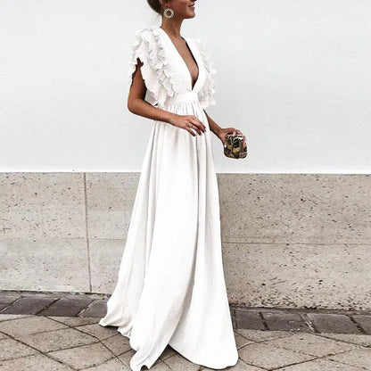 Ruffle Full-Length Summer Maxi Dress with Flowing for Women