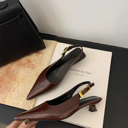 Kitten Heel Mules Pointed Toe Slip-On Shoes for Women
