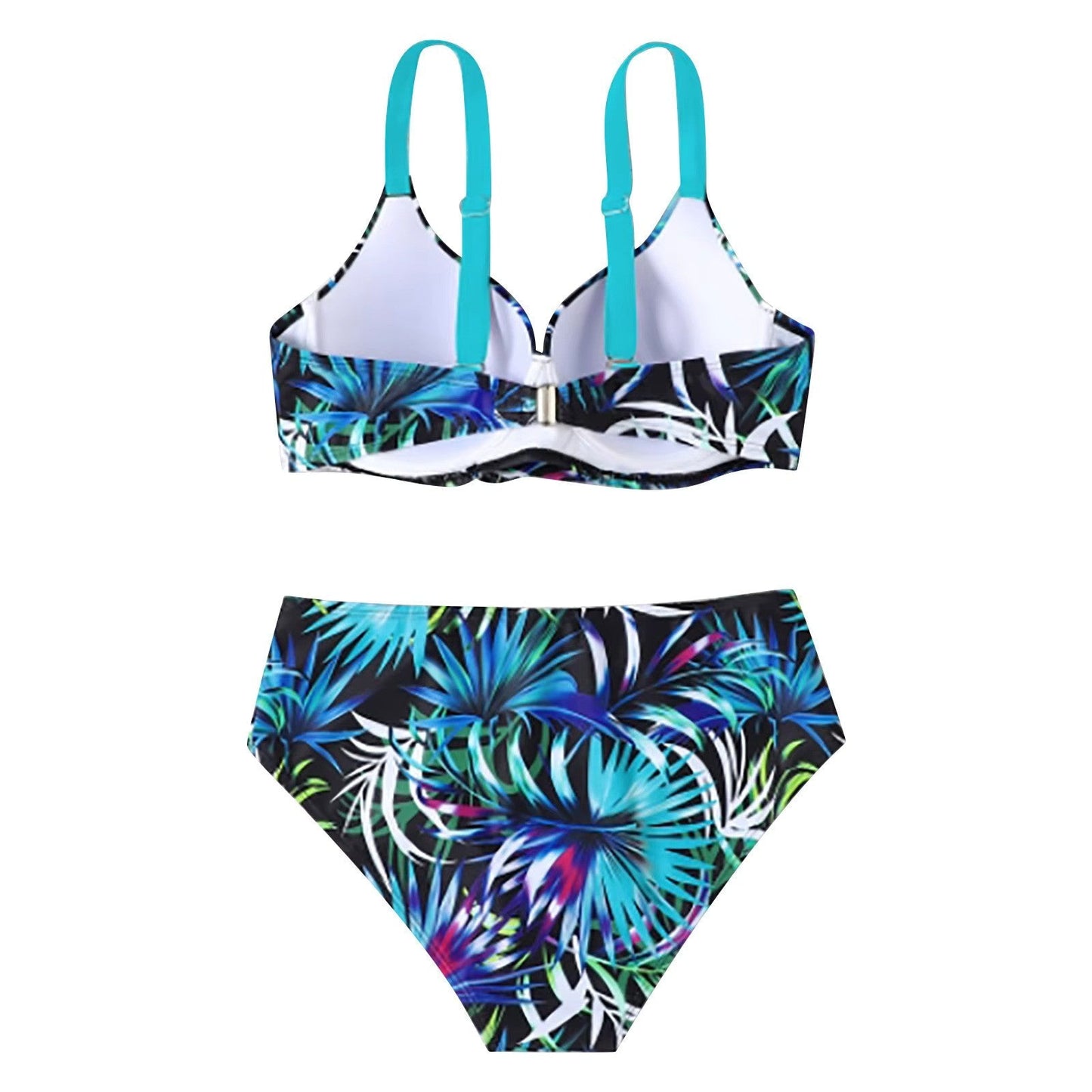 High waist bikini set with leaf print and clean silhouette for women
