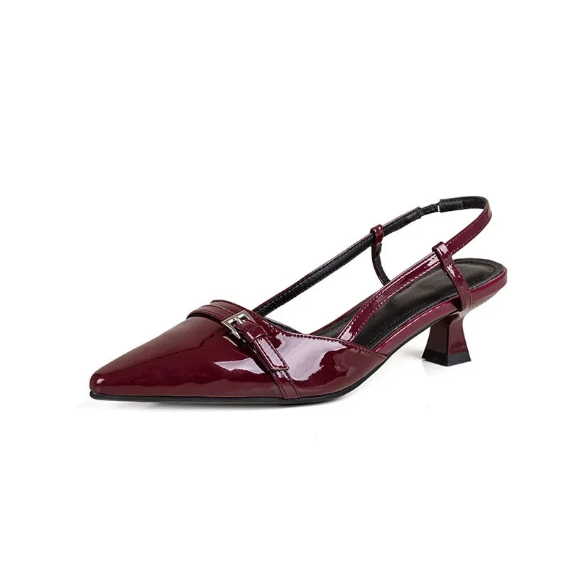 Pointed Toe Kitten Heel Sandals with Ankle Strap for Women