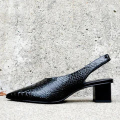 Block Heel Pointed Toe Slingback Court Shoes for Women