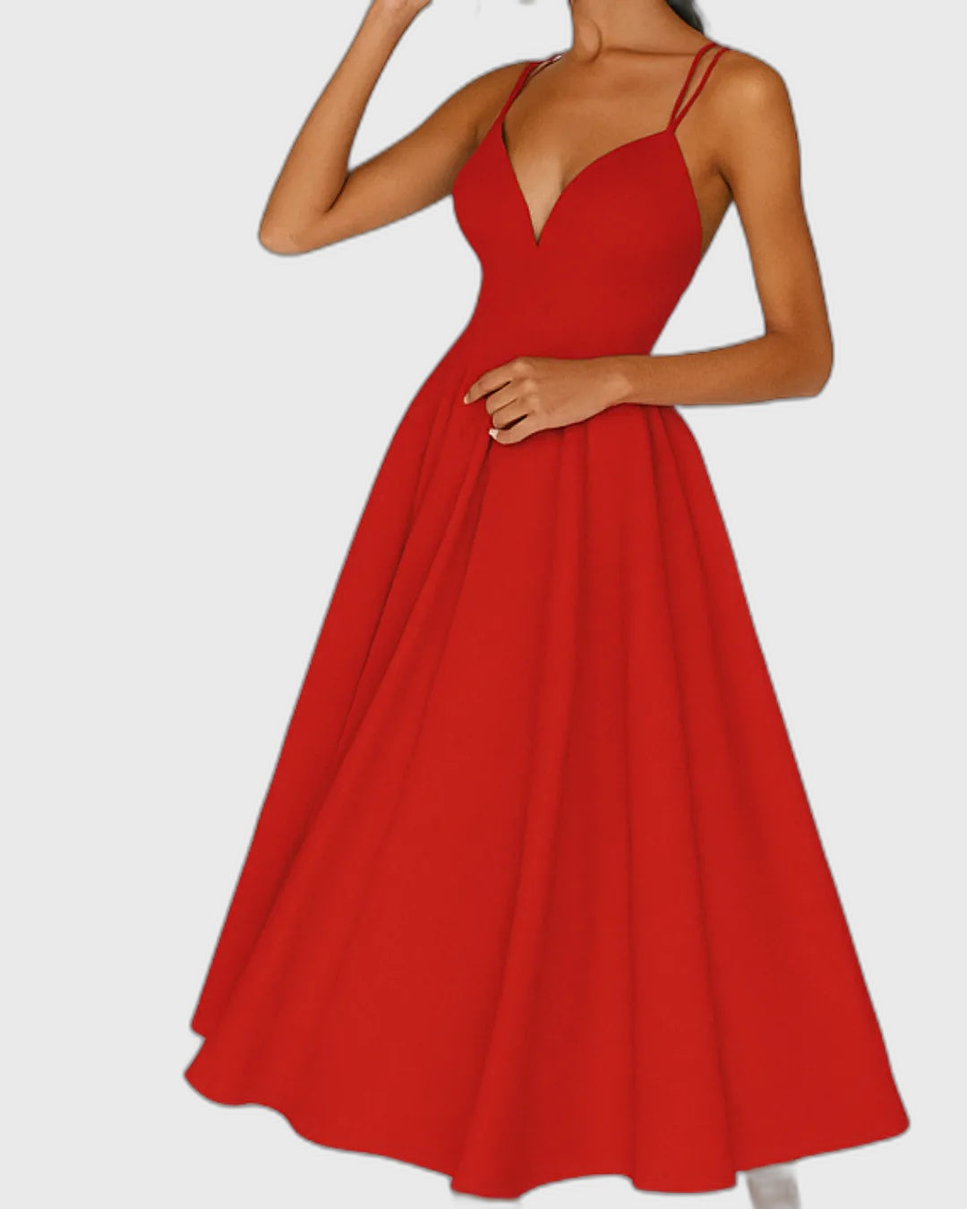 Fitted Flared Strappy Midi Dress for Women