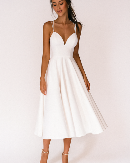Fitted Flared Strappy Midi Dress for Women