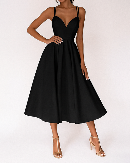 Fitted Flared Strappy Midi Dress for Women