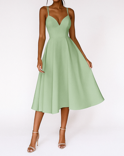 Fitted Flared Strappy Midi Dress for Women