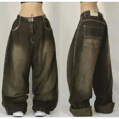 Wide Leg Cargo Jeans with Utility Pockets for Women